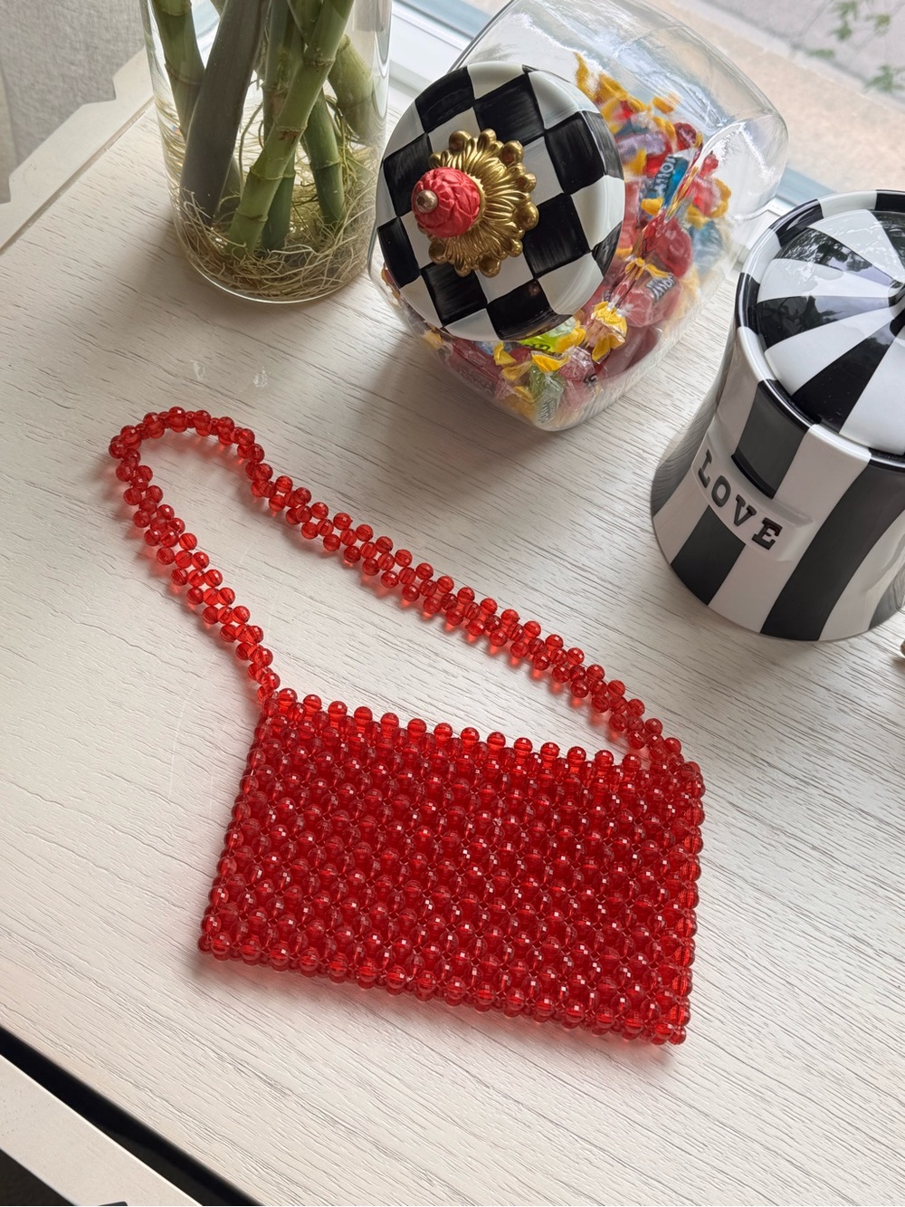Red Beaded Shoulder Bag - Women Bags